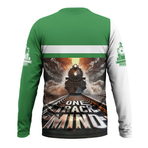 Railspirit Personalized Burlington Northern Railroad Long Sleeve Shirt One Track Mind Train Printed Shirt