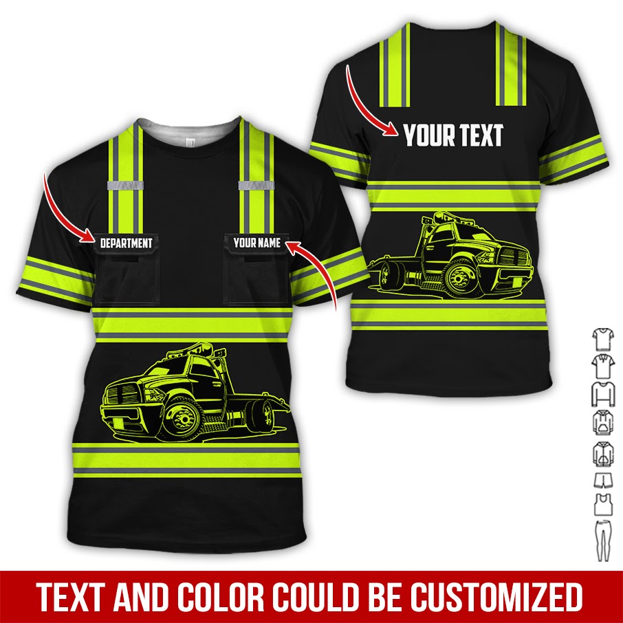 Customized Name and Tow Truck Uniform Printed Clothes, Printed Pocket, Personalized Driver Apparel