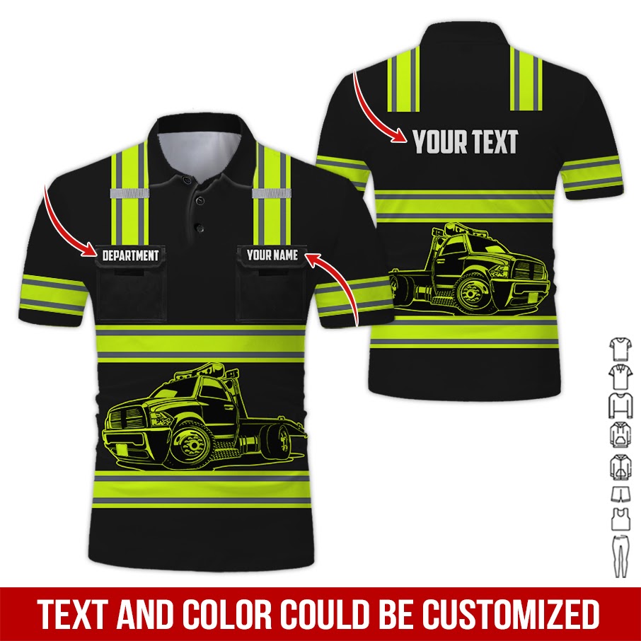 Customized Name and Tow Truck Uniform Printed Clothes, Printed Pocket, Personalized Driver Apparel
