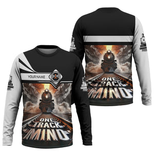 Railspirit Personalized Bessemer And Lake Erie Railroad Long Sleeve Shirt One Track Mind Train Printed Shirt