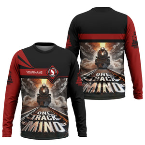 Railspirit Personalized Great Northern Railway Long Sleeve Shirt One Track Mind GNR Train Printed Shirt