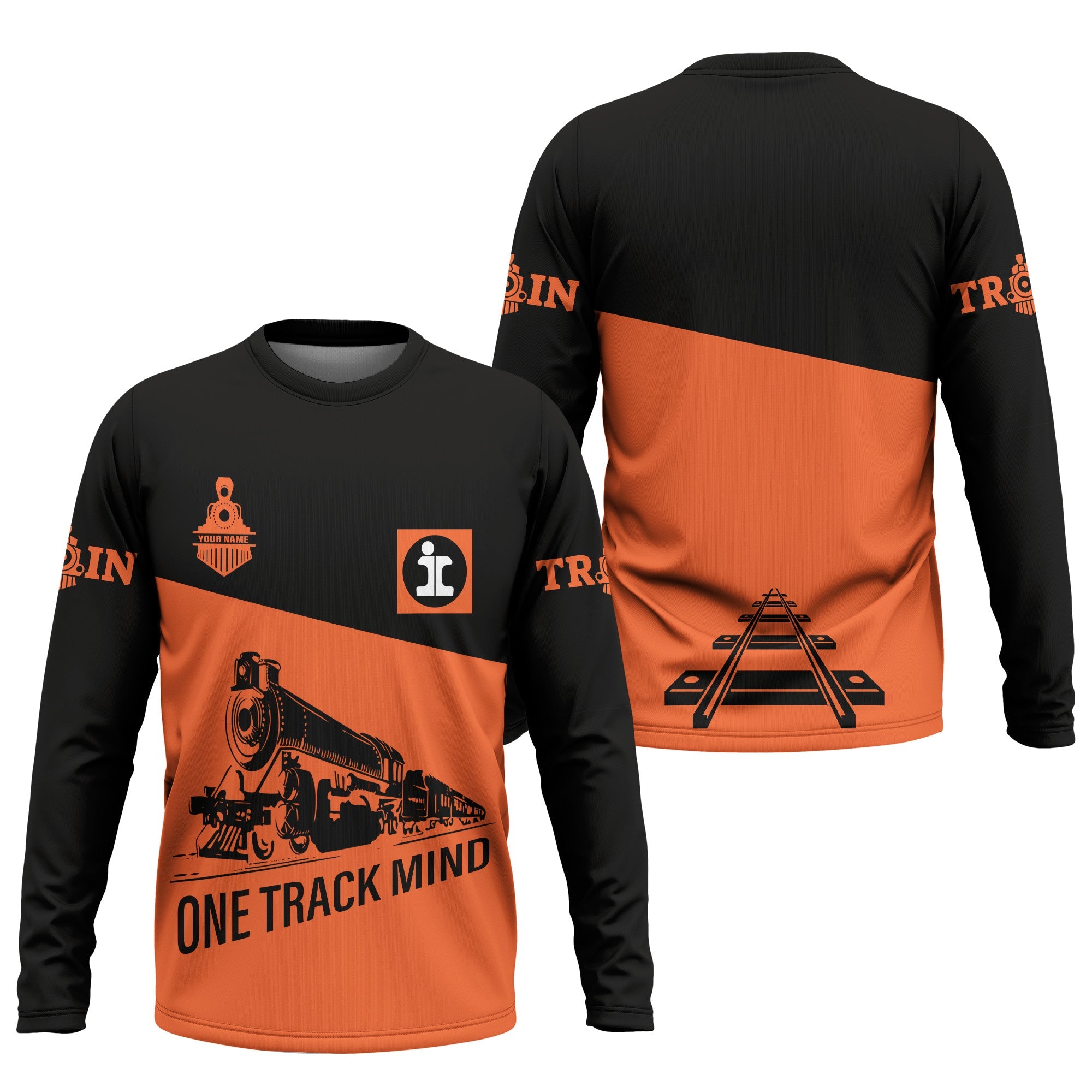 Railspirit Custom Name Illinois Central Railroad Long Sleeve Shirt One Track Mind Printed Shirt