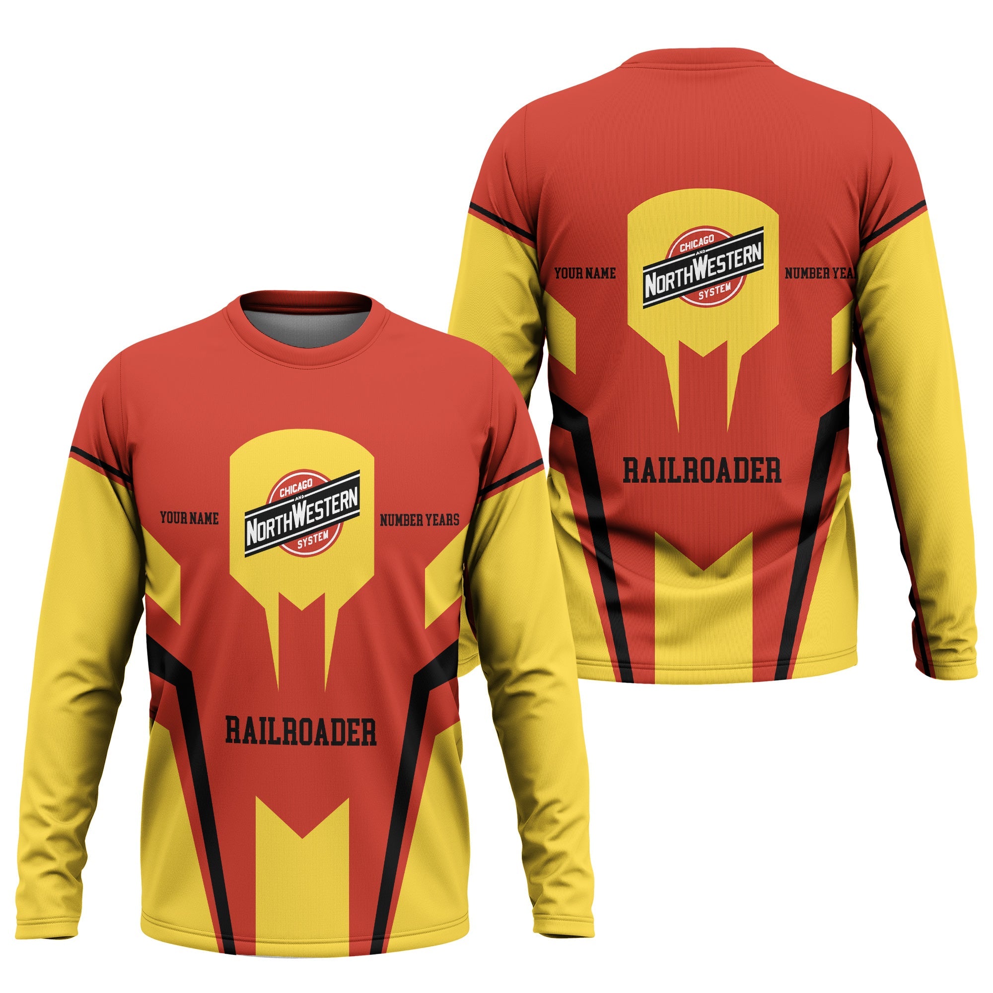 Railspirit Personalized Chicago and North Western Railway Long Sleeve Shirt Custom Year Railroader Shirt Gift Idea For Train Lover