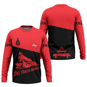 Railspirit Custom Name Chicago, Milwaukee, St. Paul and Pacific Railroad Long Sleeve Shirt One Track Mind Milwaukee Road Printed Shirt