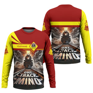 Railspirit Personalized Denver and Rio Grande Western Railroad Long Sleeve Shirt One Track Mind Train Printed Shirt