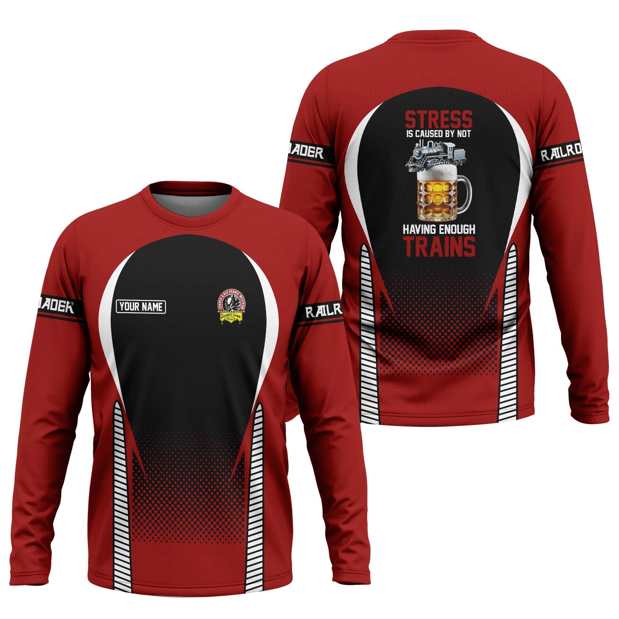 Railspirit Personalized Denver and Rio Grande Western Railroad Long Sleeve Shirt Train Long Sleeve Shirt Gift Idea For Train Lover