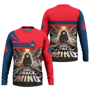 Railspirit Personalized Wabash Railroad Long Sleeve Shirt One Track Mind Train Printed Shirt