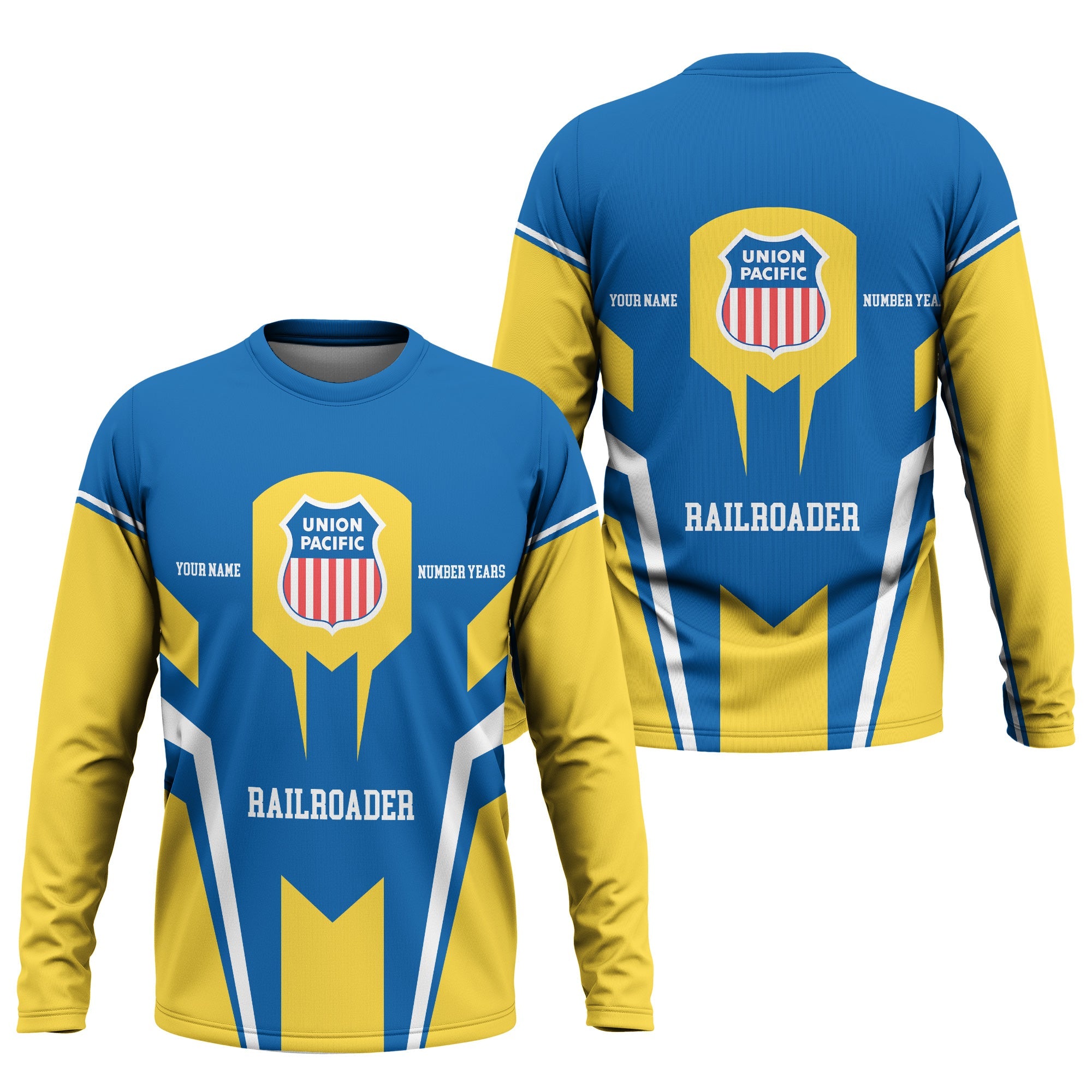 Railspirit Personalized Union Pacific Railroad Long Sleeve Shirt Custom Year Railroader Big Boy Shirt Gift Idea For Train Lover