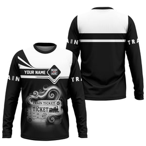 Railspirit Custom Name Western Pacific Railroad Long Sleeve Shirt American Train Ticket Printed Shirt