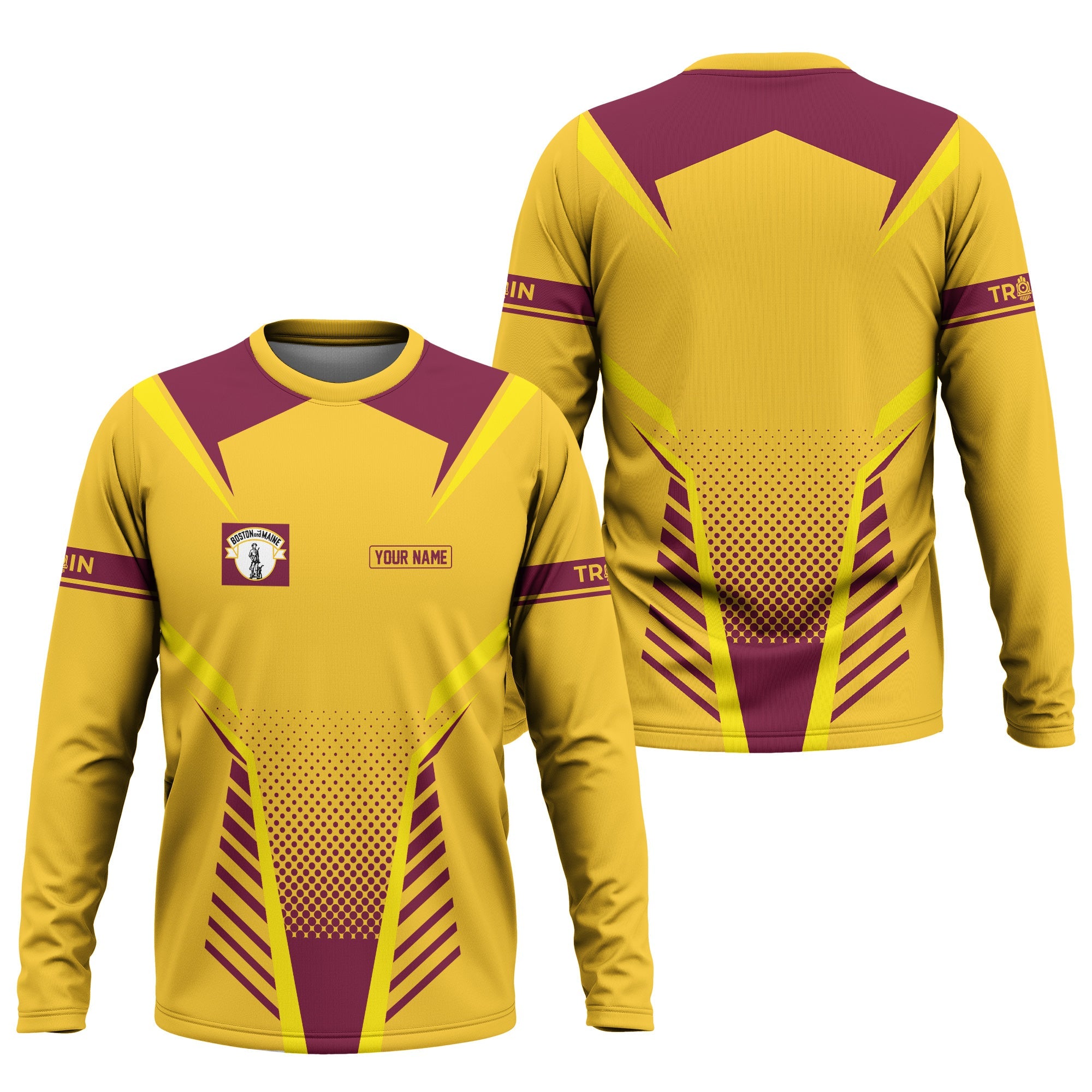 Railspirit Personalized Boston and Maine Railroad Long Sleeve Shirt Unisex Train Shirt All Over Print