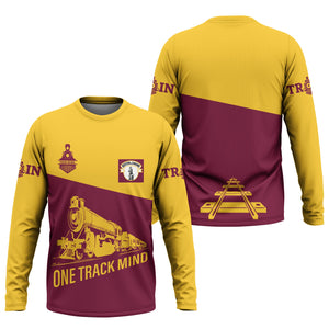 Railspirit Custom Name Boston and Maine Railroad Long Sleeve Shirt One Track Mind Printed Shirt