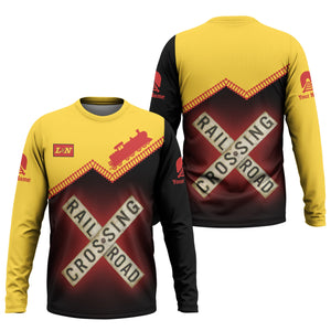 Railspirit Personalized Louisville and Nashville Railroad Long Sleeve Shirt Railroad Crossing Printed Train Track Shirt