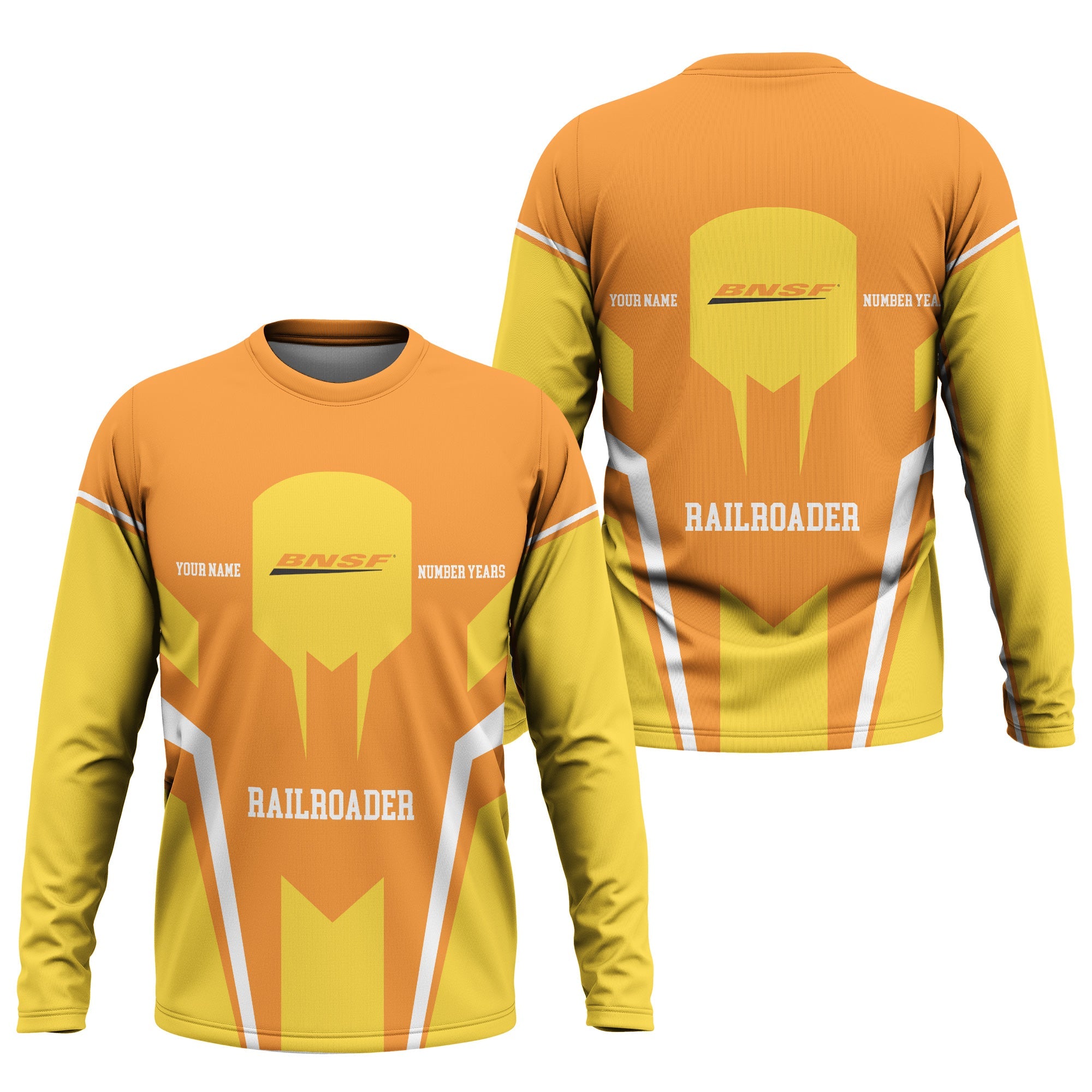 Railspirit Personalized BNSF Railway Long Sleeve Shirt Custom Year Railroader Shirt Gift Idea For Train Lover