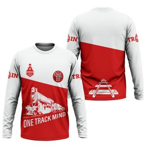 Railspirit Custom Name The Chief Santa Fe Railroad Long Sleeve Shirt One Track Mind Printed Shirt
