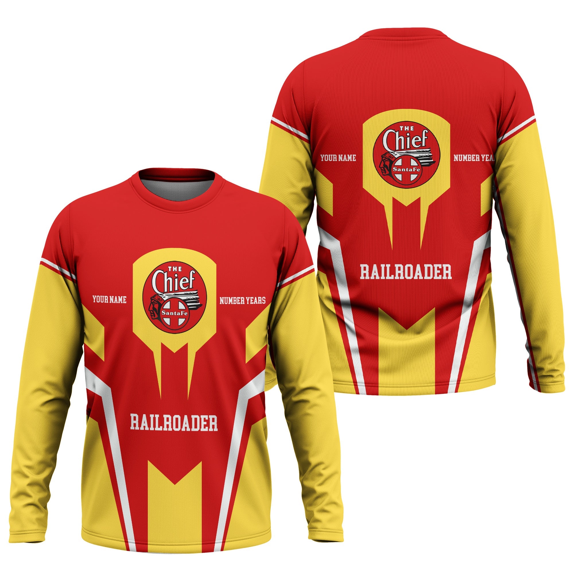 Railspirit Personalized The Chief Santa Fe Railroad Long Sleeve Shirt Custom Year Railroader Shirt Gift Idea For Train Lover