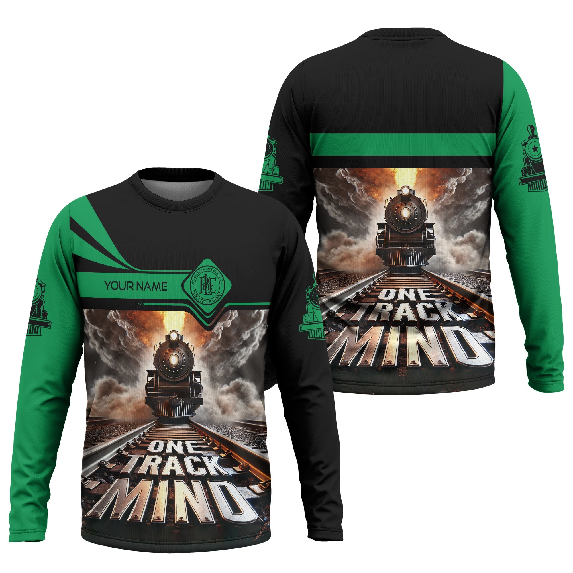 Railspirit Personalized Pittsburgh And Lake Erie Railroad Long Sleeve Shirt One Track Mind Train Printed Shirt