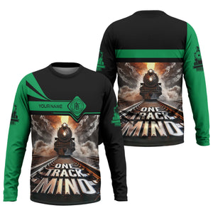 Railspirit Personalized Pittsburgh And Lake Erie Railroad Long Sleeve Shirt One Track Mind Train Printed Shirt