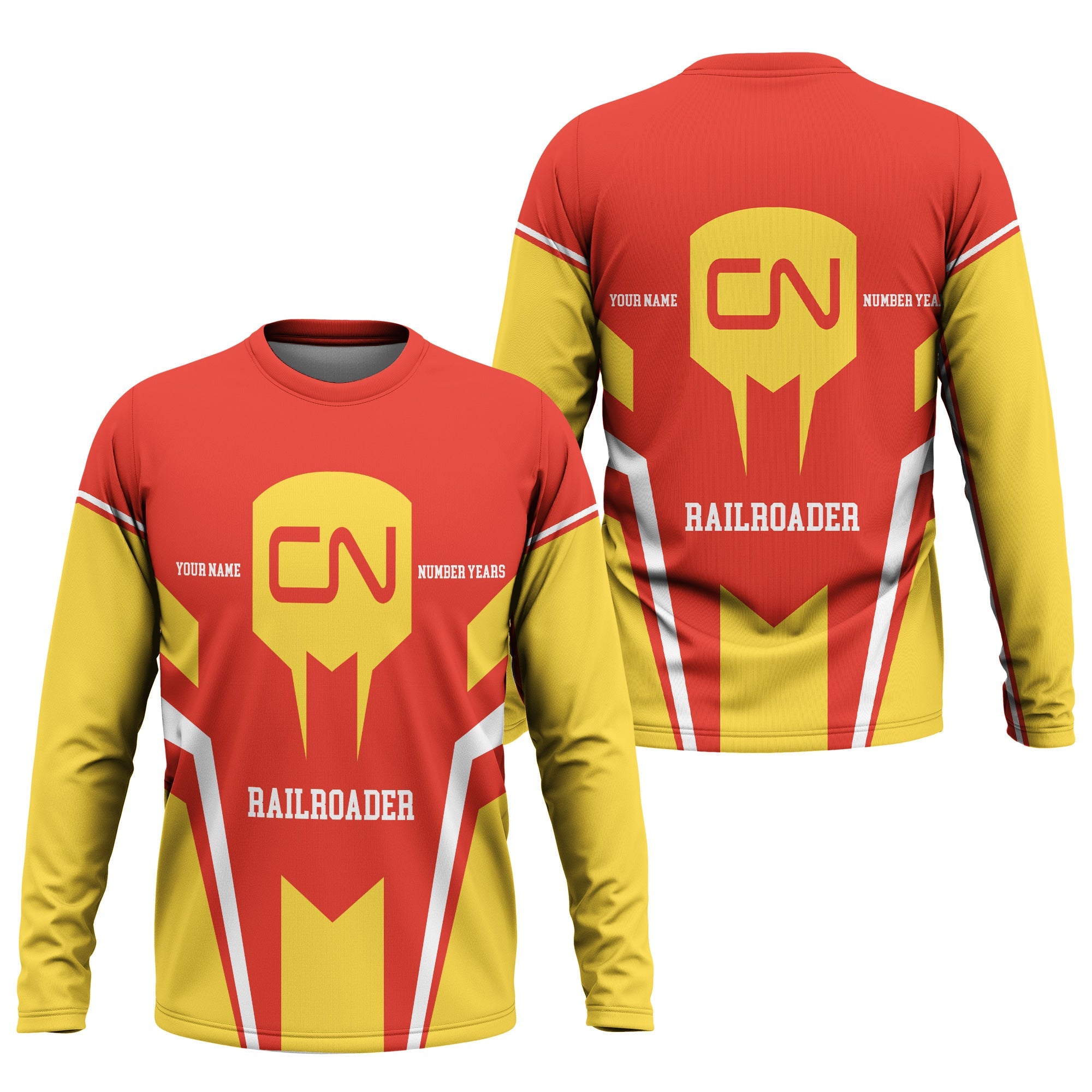 Railspirit Personalized Canadian National Railroad Long Sleeve Shirt Custom Year Railroader Shirt Gift Idea For Train Lover