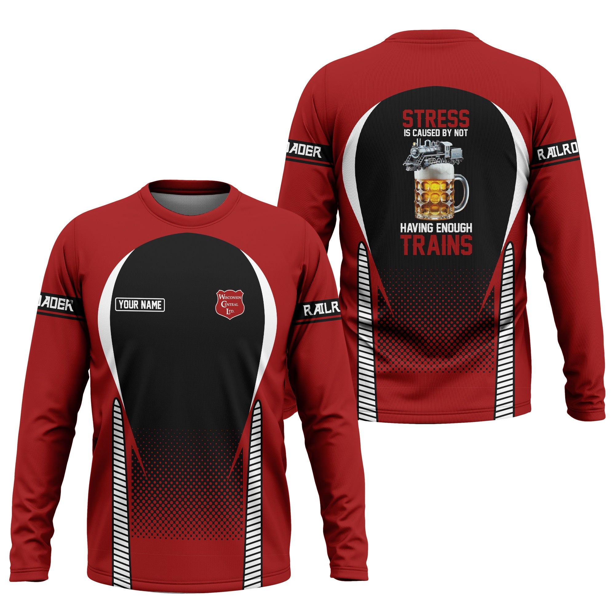 Railspirit Personalized Wisconsin Central Ltd Railroad Long Sleeve Shirt Train Long Sleeve Shirt Gift Idea For Train Lover