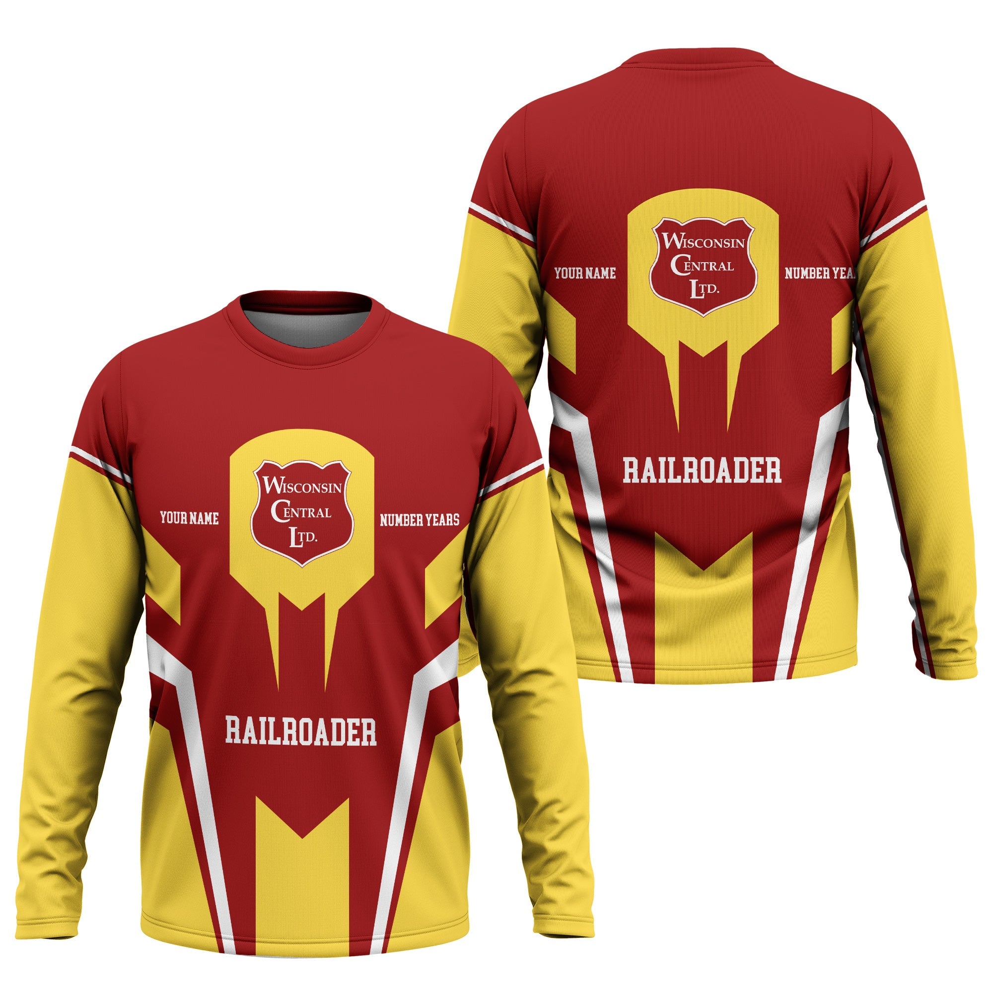 Railspirit Personalized Wisconsin Central Ltd Railroad Long Sleeve Shirt Custom Year Railroader Shirt Gift Idea For Train Lover