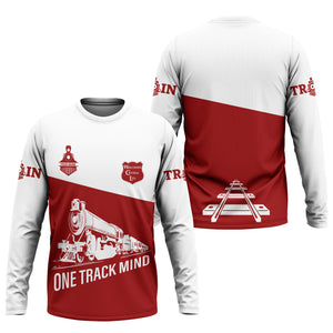 Railspirit Custom Name Wisconsin Central Ltd Railroad Long Sleeve Shirt One Track Mind Printed Shirt