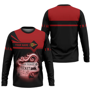 Railspirit Custom Name Western Maryland Railway Long Sleeve Shirt American Train Ticket Printed Shirt