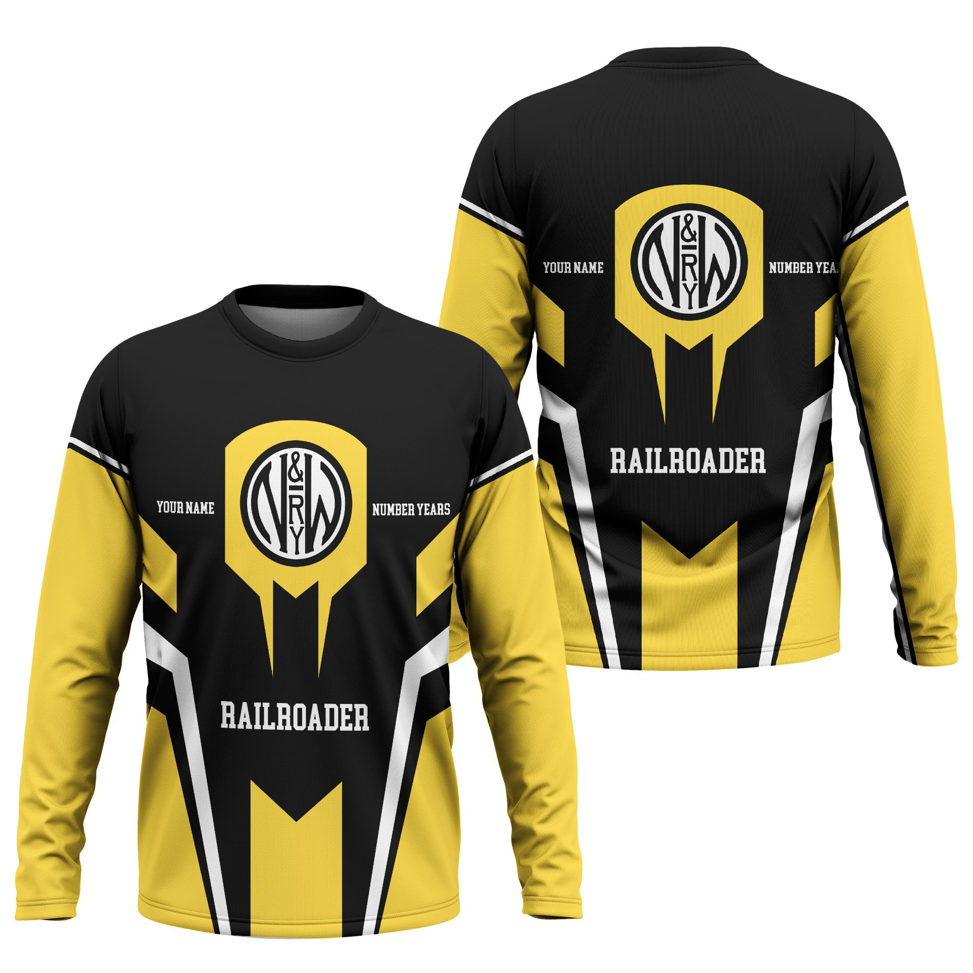 Railspirit Personalized Norfolk and Western Railway Long Sleeve Shirt Custom Year Railroader N&W Shirt Gift Idea For Train Lover