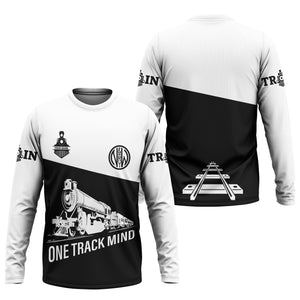 Railspirit Custom Name Norfolk and Western Railway Long Sleeve Shirt One Track Mind N&W Printed Shirt
