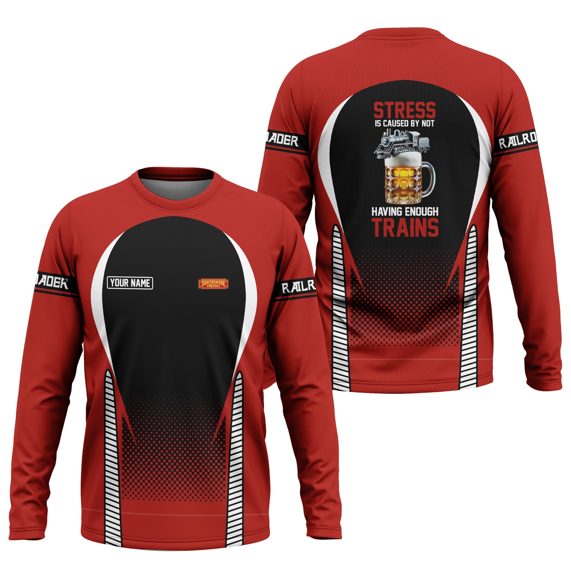 Railspirit Personalized Chicago South Shore and South Bend Railroad Long Sleeve Shirt Train Long Sleeve Shirt Gift Idea For Train Lover