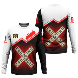 Railspirit Personalized Iowa Interstate Railroad Long Sleeve Shirt Railroad Crossing Printed Train Track Shirt