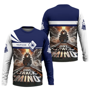 Railspirit Personalized Jersey Central Railroad Long Sleeve Shirt One Track Mind Train Printed Shirt