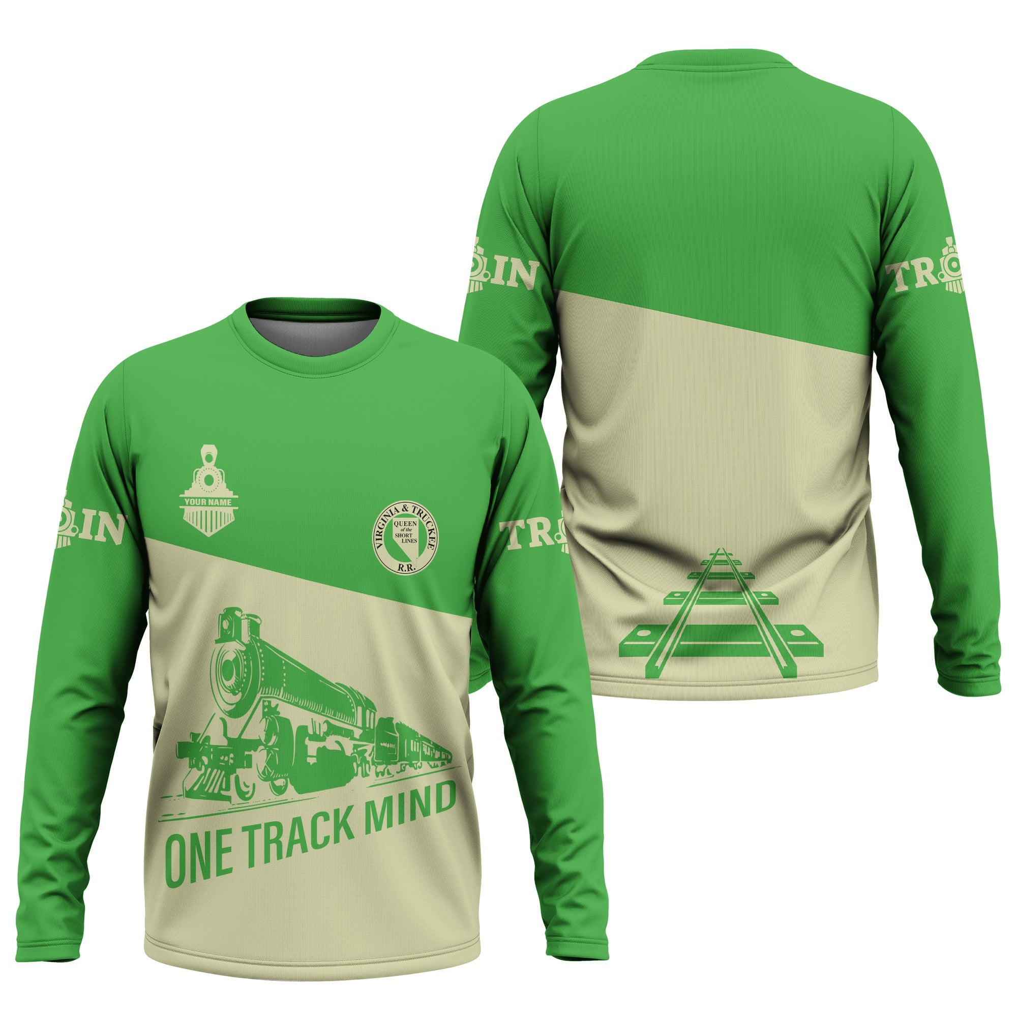 Railspirit Custom Name Virginia & Truckee Railroad Long Sleeve Shirt One Track Mind Printed Shirt
