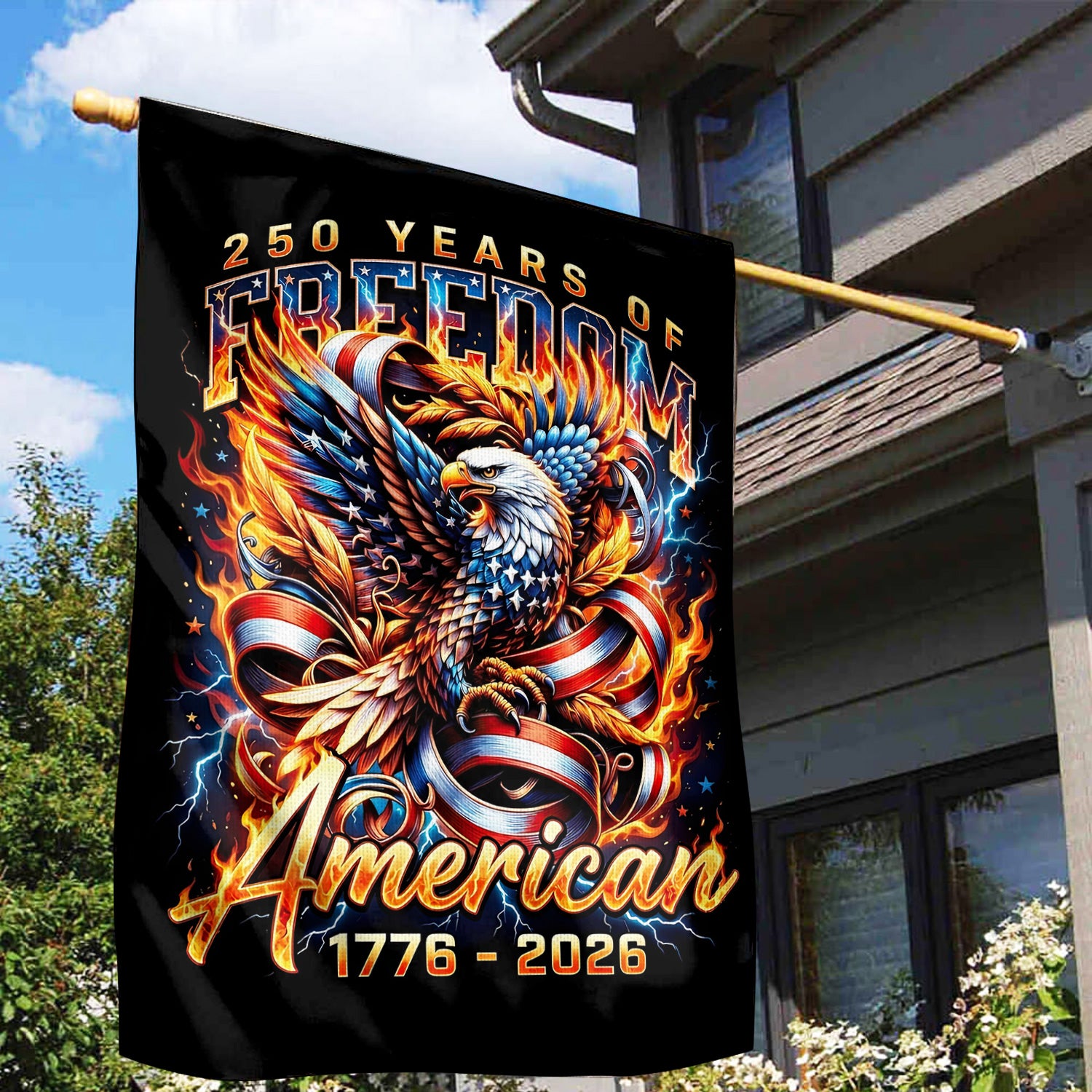 250 Years of Freedom American Flag 1776–2026, Patriotic Eagle Outdoor Garden Flag, USA Independence Day Home Decor