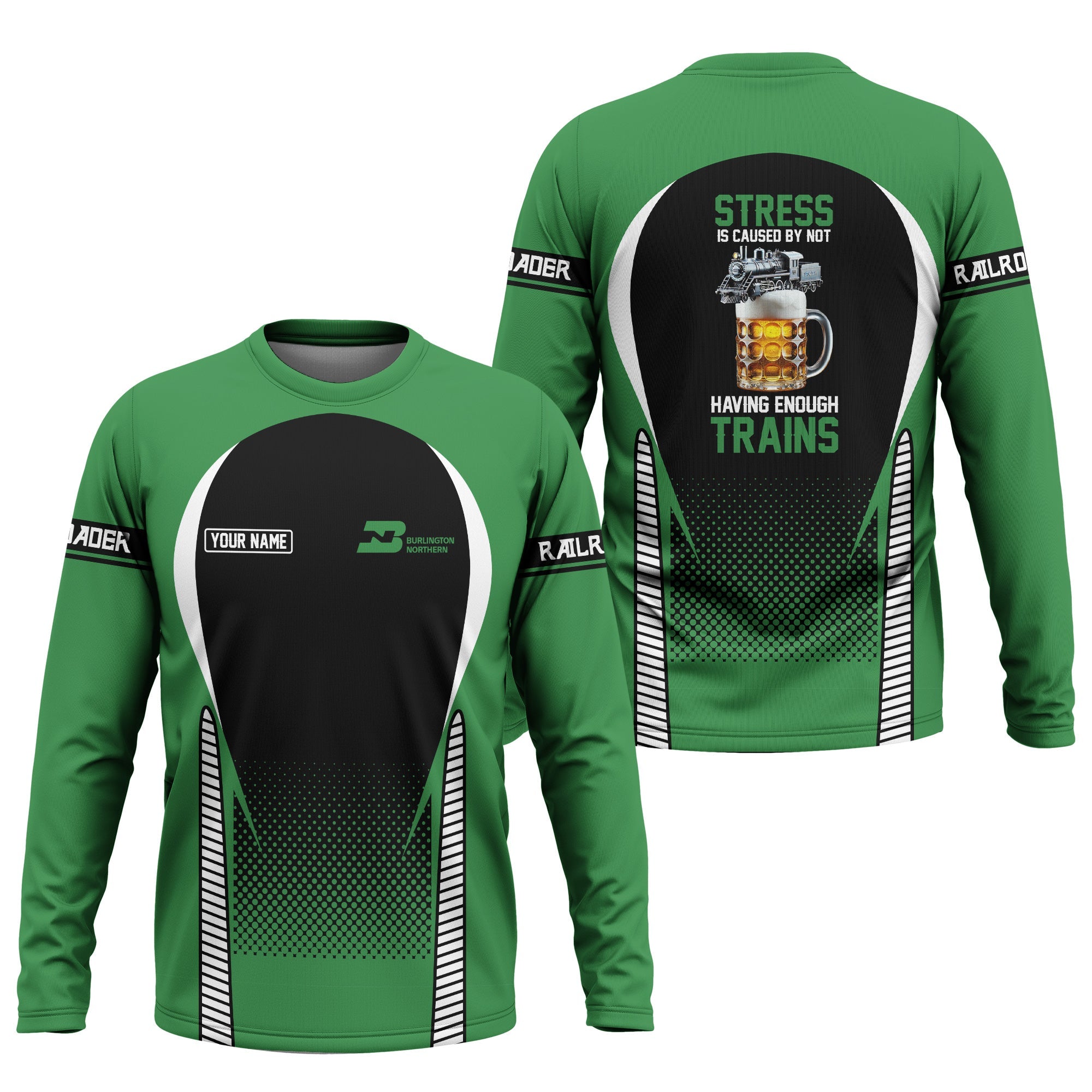 Railspirit Personalized Burlington Northern Railroad Long Sleeve Shirt Train Long Sleeve Shirt Gift Idea For Train Lover