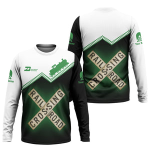 Railspirit Personalized Burlington Northern Railroad Long Sleeve Shirt Railroad Crossing Printed Train Track Shirt