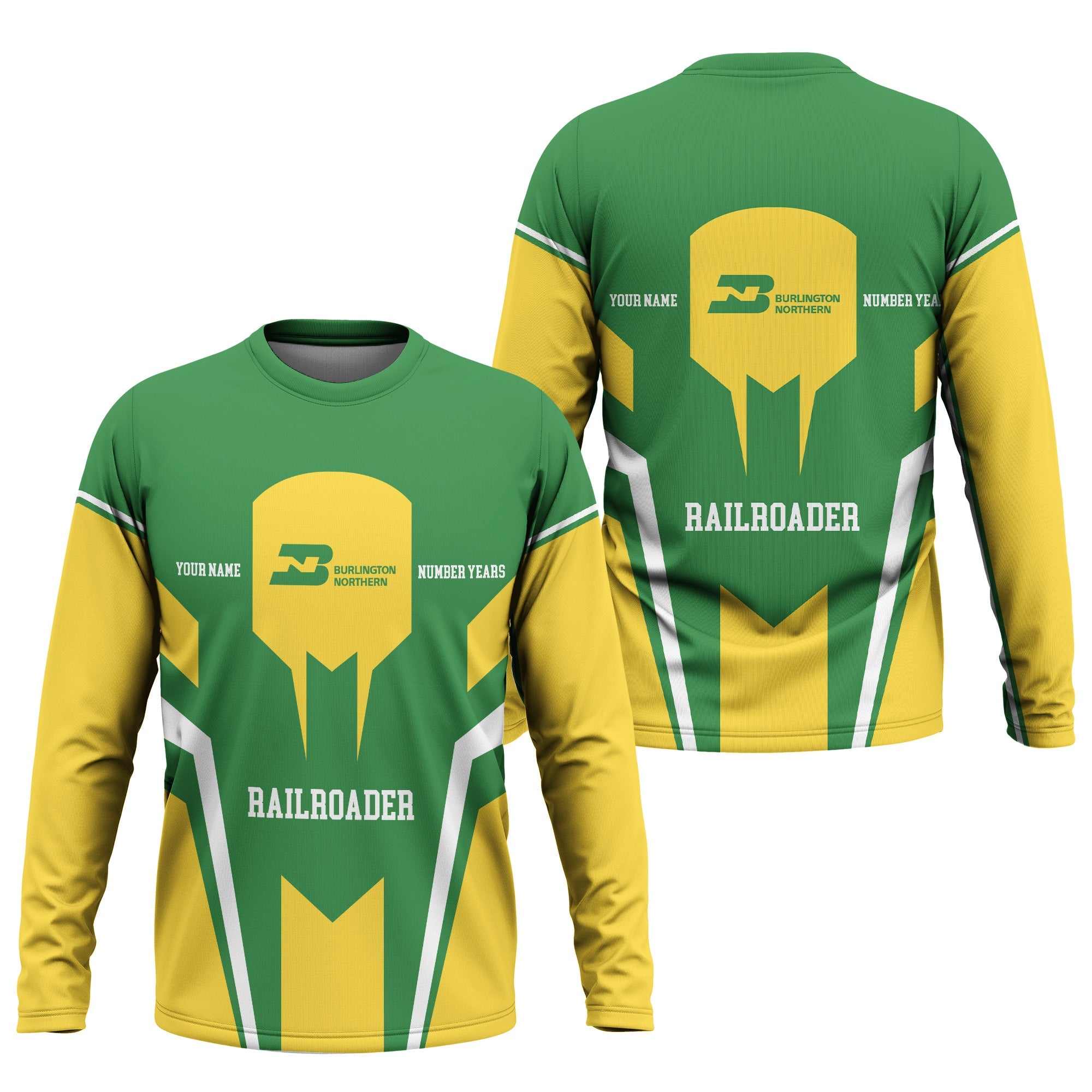 Railspirit Personalized Burlington Northern Railroad Long Sleeve Shirt Custom Year Railroader Shirt Gift Idea For Train Lover