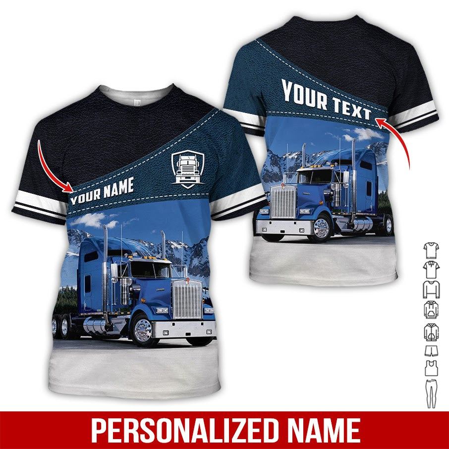 Customized Name Love Truck 3d Printed Shirt, Ideal Present For Grandpa, Uncle, Or Friend Who Is A Trucker, Apparel Truck Driver Shirt