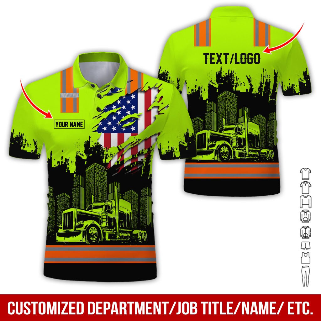 Customized Name Semi Truck Printed Clothes, Personalized Trucker Apparel