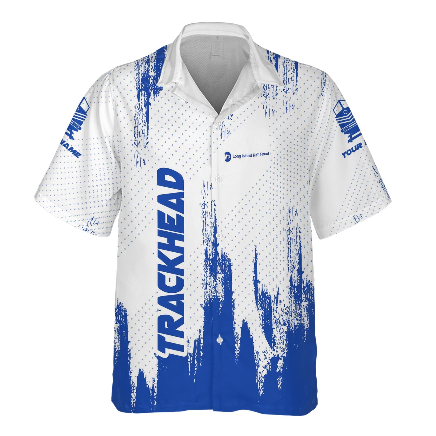 Railspirit Personalized Long Island Railroad Hawaiian Shirt Paint Impact Design Train Shirt for Trackhead