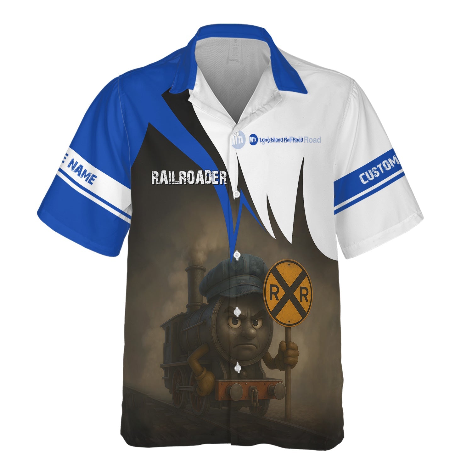 Railspirit Personalized Long Island Railroad Hawaiian Shirt Angry Train Hawaiian Shirt Gift Idea For Train Lover
