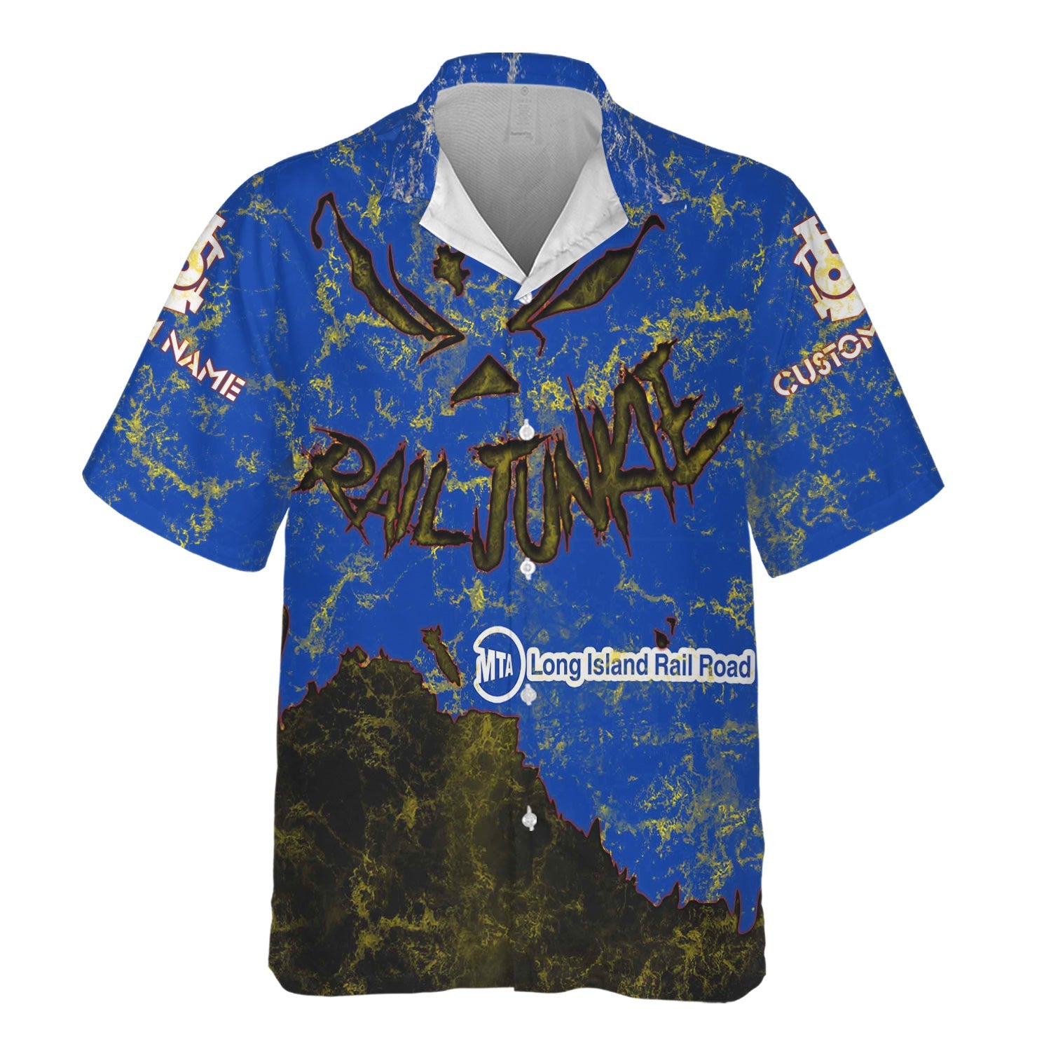 Railspirit Personalized Long Island Railroad Hawaiian Shirt Torn Graphic Style Train Shirt For Rail Junkie