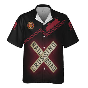 Railspirit Personalized Chicago Great Western Railroad Hawaiian Shirt Railroad Crossing Printed Train Track Shirt