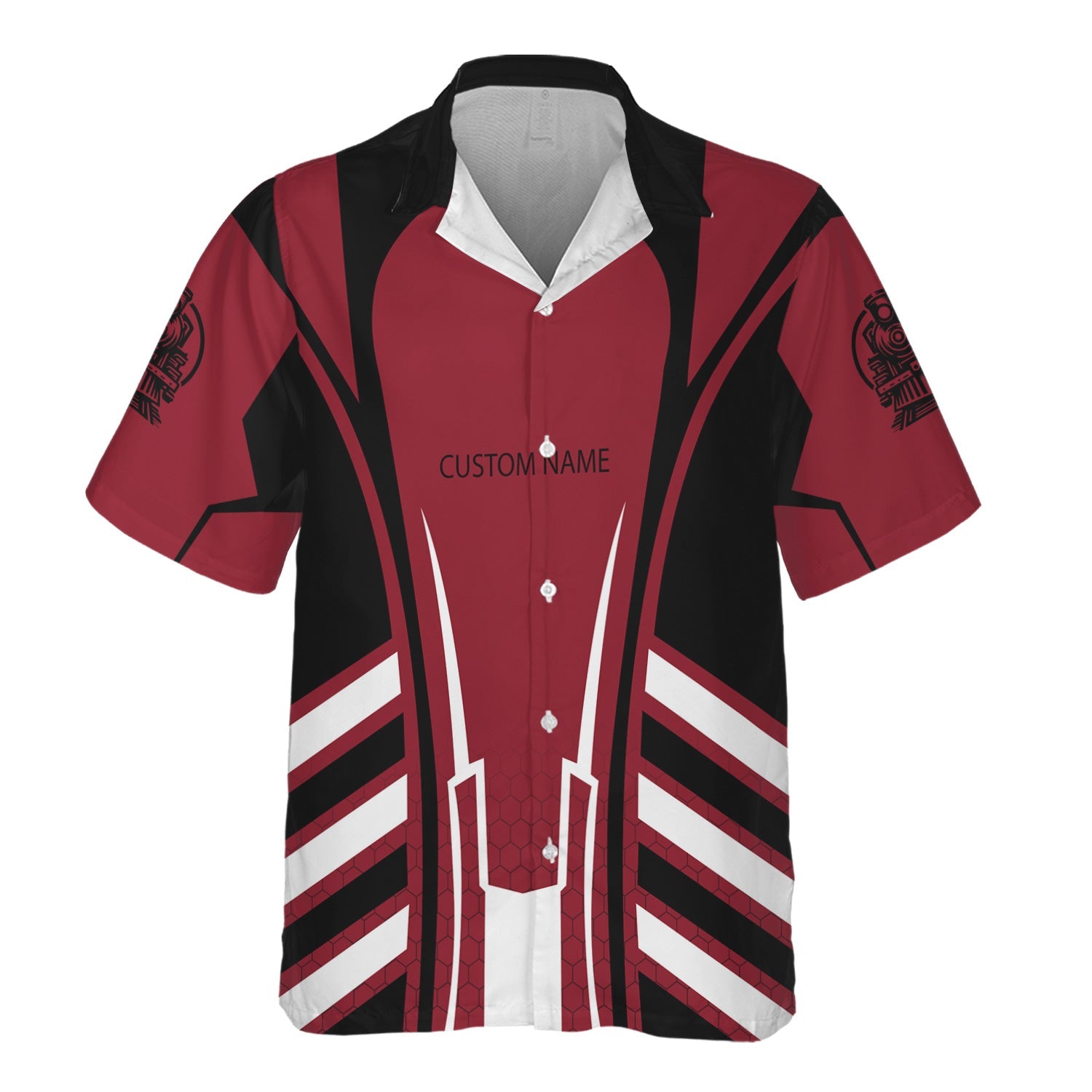 Railspirit Personalized Chicago Great Western Railroad Hawaiian Shirt Striped Railroad Style Train Shirt All Over Print
