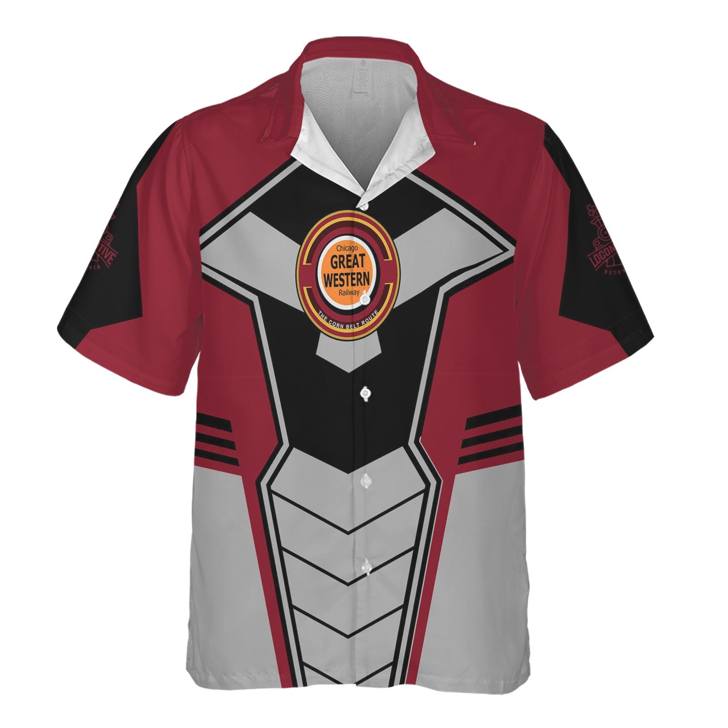 Railspirit Personalized Chicago Great Western Railroad Hawaiian Shirt Engine-Inspired Style Train Shirt for Railroad Fanatic