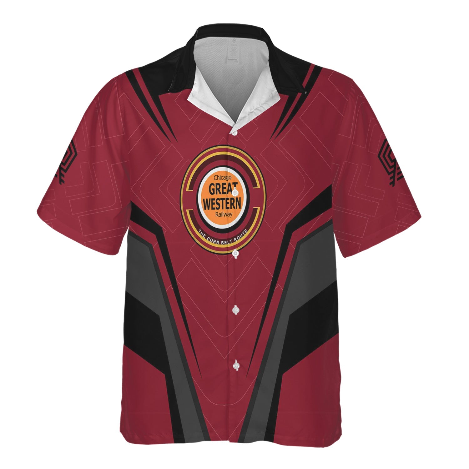 Railspirit Personalized Chicago Great Western Railroad Hawaiian Shirt Railway Inspired Apparel Train Shirt For Train Lovers
