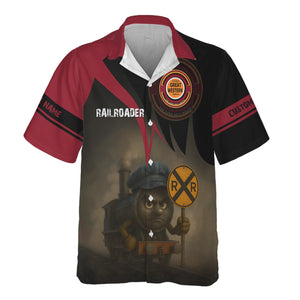 Railspirit Personalized Chicago Great Western Railroad Hawaiian Shirt Angry Train Hawaiian Shirt Gift Idea For Train Lover