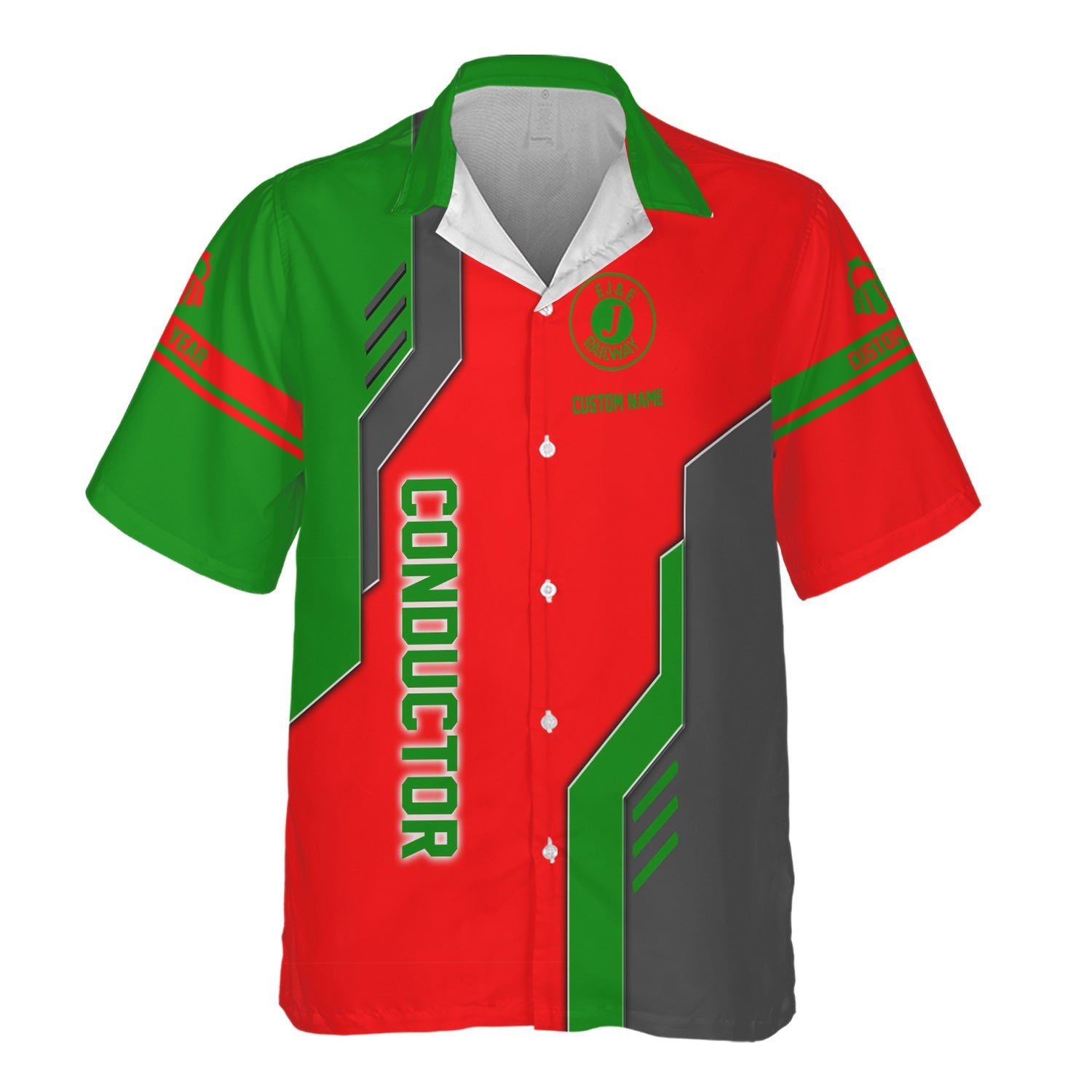 Railspirit Personalized Elgin Joliet And Eastern Railroad Hawaiian Shirt Unique Railway Style with Custom Job Train Shirt
