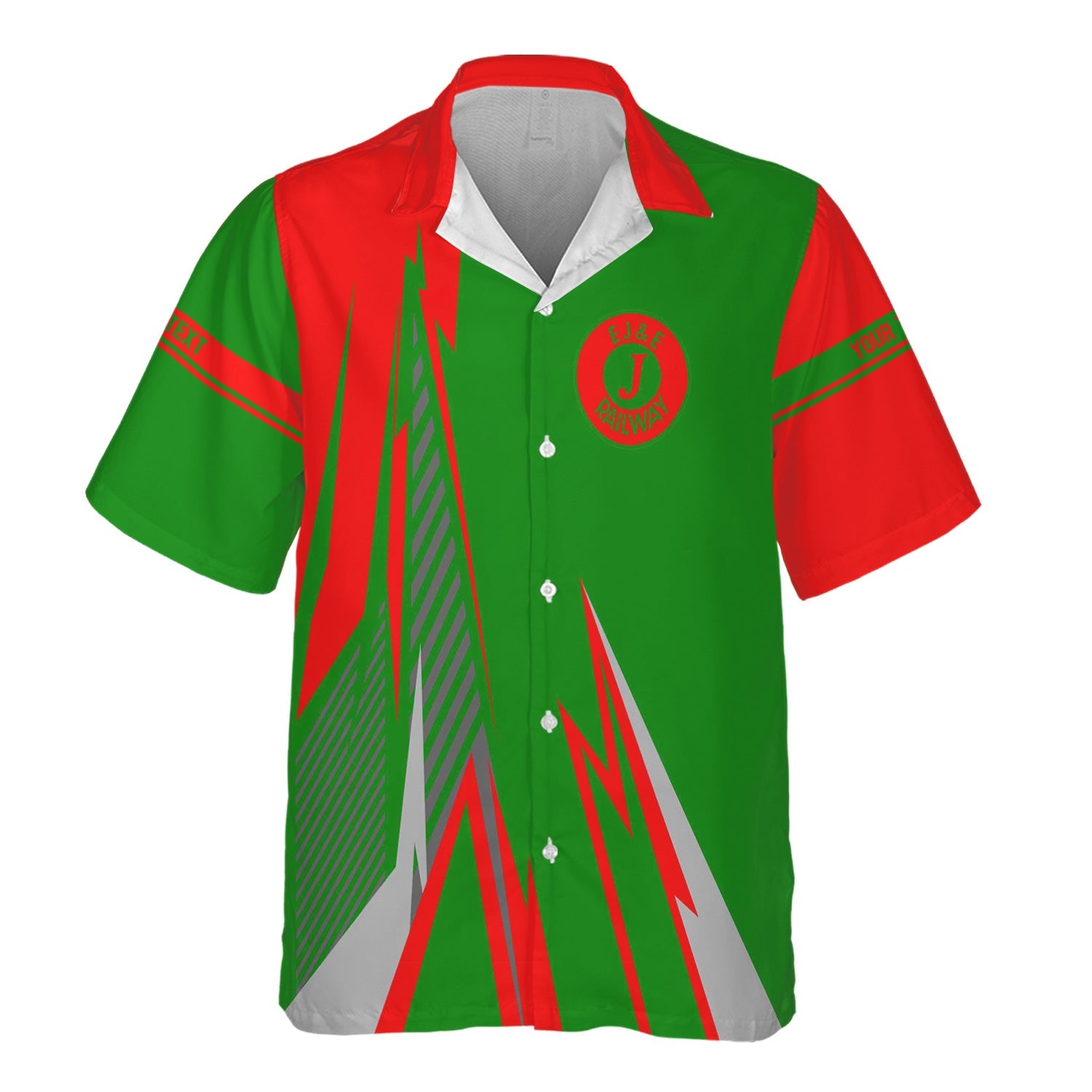 Railspirit Personalized Elgin Joliet And Eastern Railroad Hawaiian Shirt Lightning-Inspired Railway Style Shirt For Train Lovers