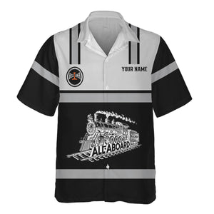 Railspirit Custom Name Bessemer And Lake Erie Railroad Hawaiian Shirt Eat Train Sleep Repeat Printed Train Shirt