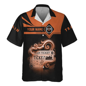 Railspirit Personalized Bessemer And Lake Erie Railroad Hawaiian Shirt Train Ticket  American Locomotive Printed Train